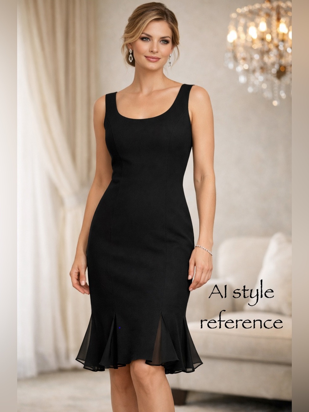 Carlisle Women’s 4 Black Sleeveless Scoop Neck Sheath Knee Dress Wool Lined
